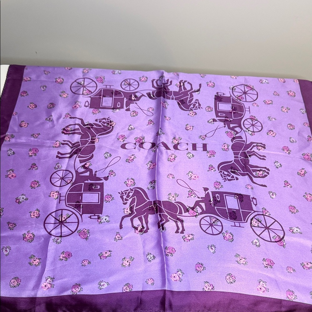 Coach Lavender and Plum Silk Scarf - NWT